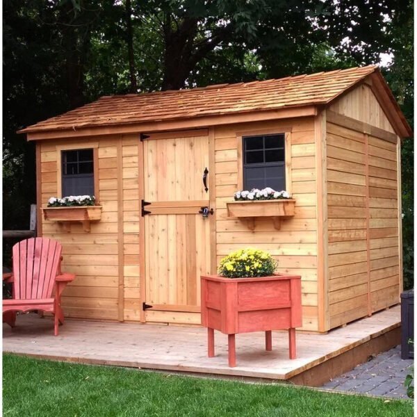 12 ft. W x 8 ft. D Cabana Cedar Wood Garden Shed - Image 5