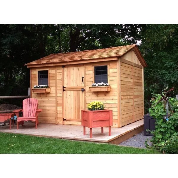 12 ft. W x 8 ft. D Cabana Cedar Wood Garden Shed - Image 4